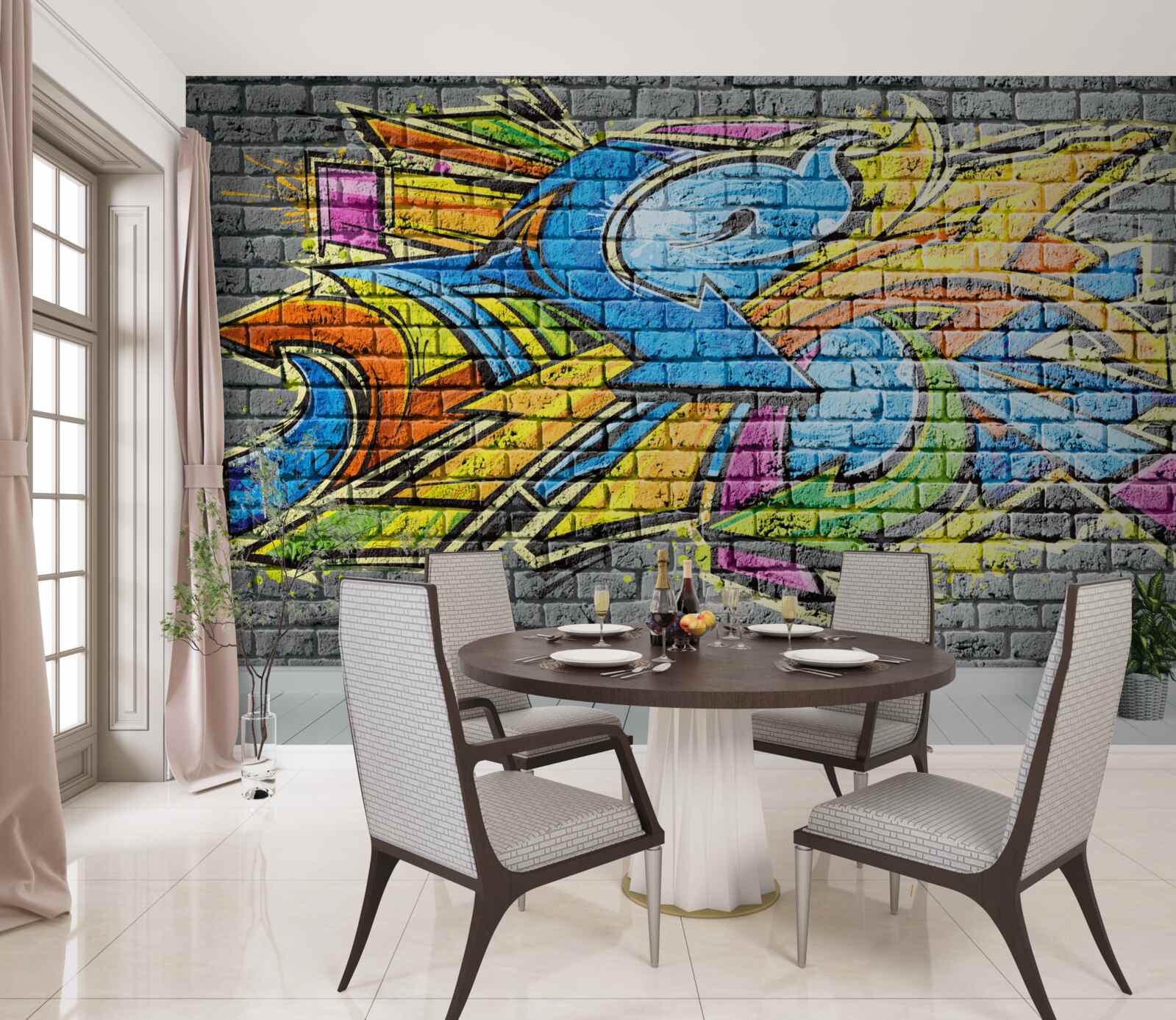 Fototapet pictură de perete graffiti multicoloră