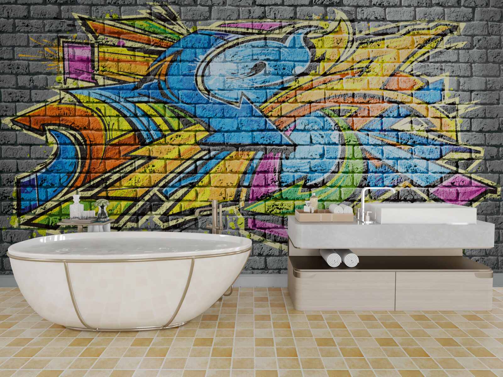 Fototapet pictură de perete graffiti multicoloră