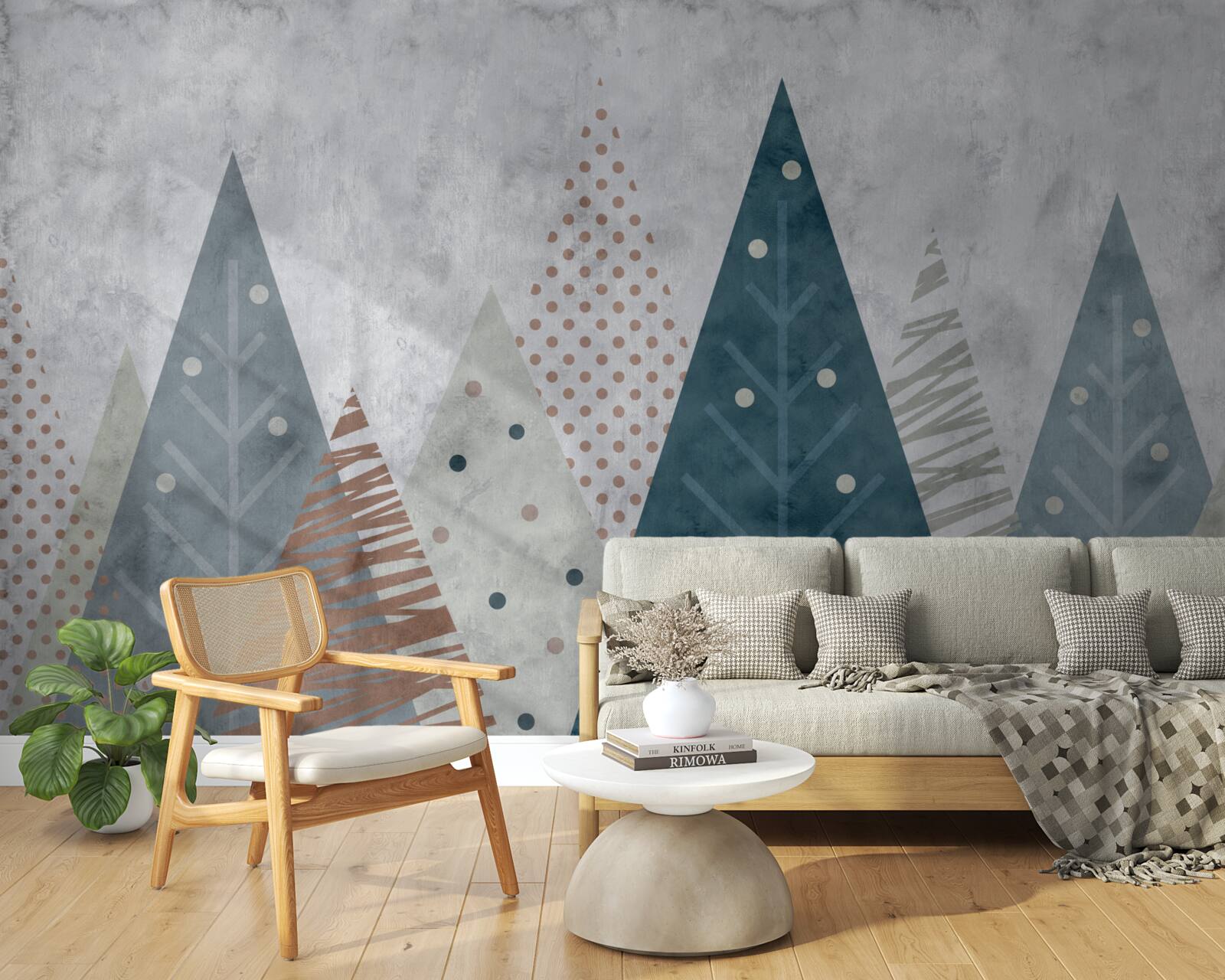 Fototapet imagine de toamnă a unei păduri de conifere în abstract