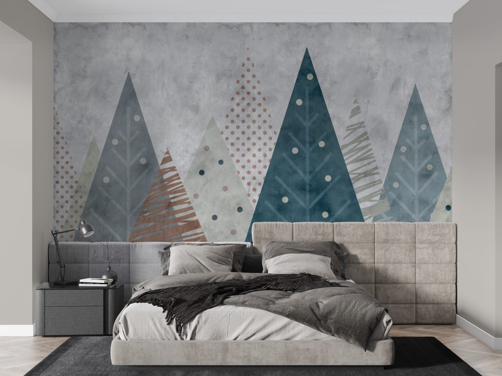 Fototapet imagine de toamnă a unei păduri de conifere în abstract