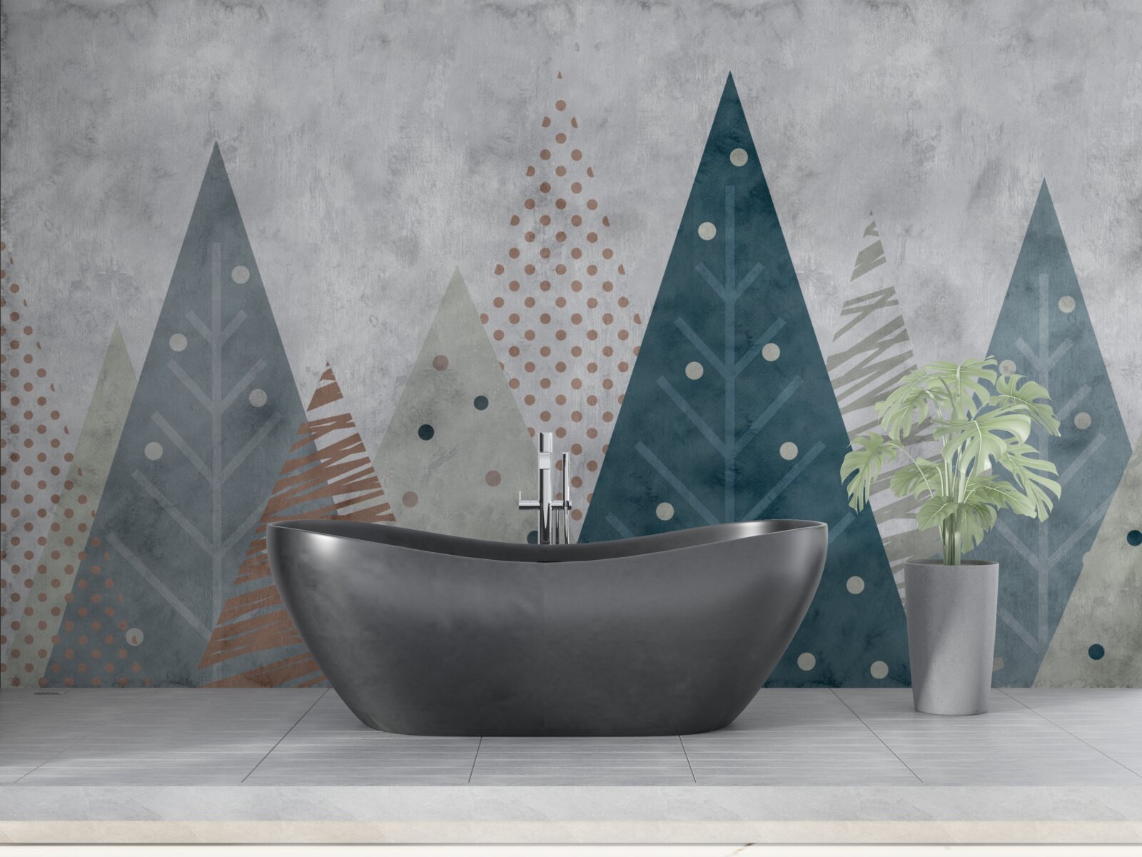 Fototapet imagine de toamnă a unei păduri de conifere în abstract