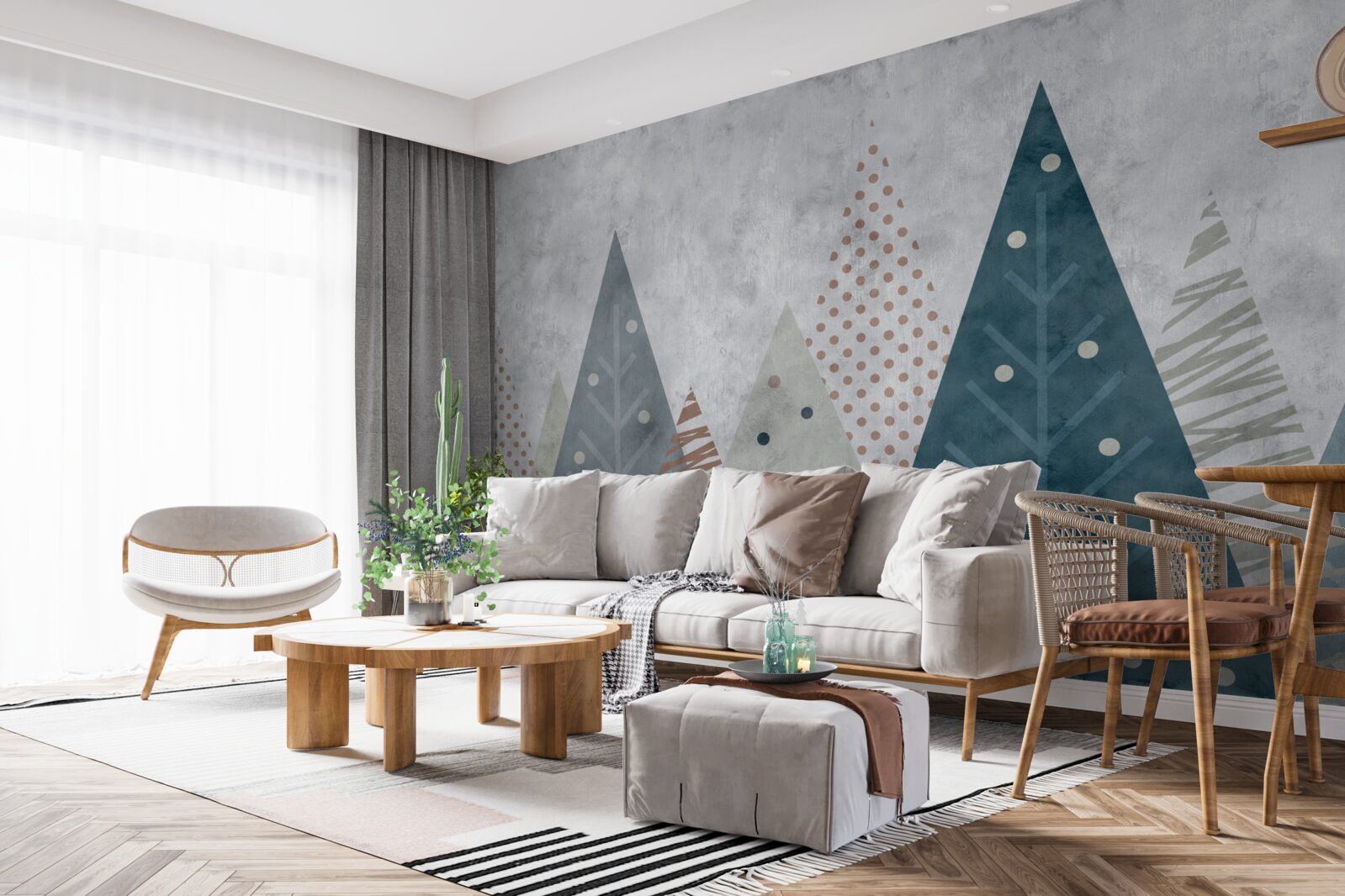 Fototapet imagine de toamnă a unei păduri de conifere în abstract