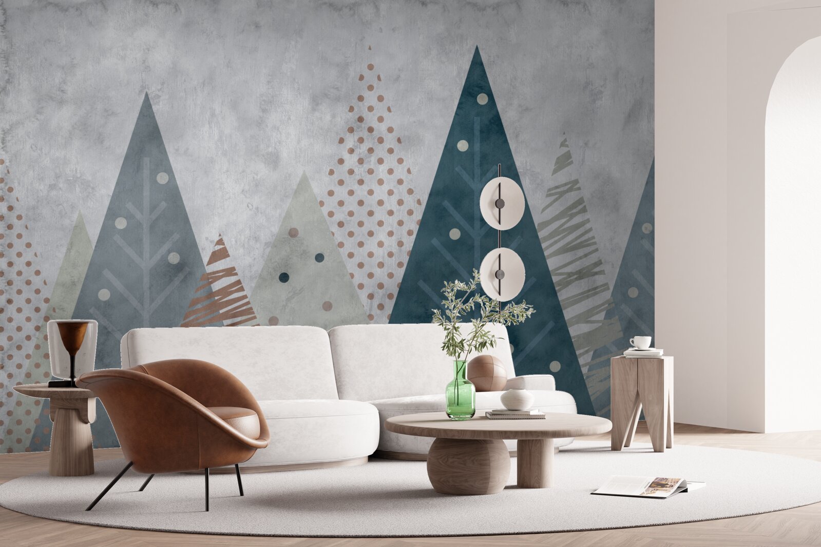 Fototapet imagine de toamnă a unei păduri de conifere în abstract