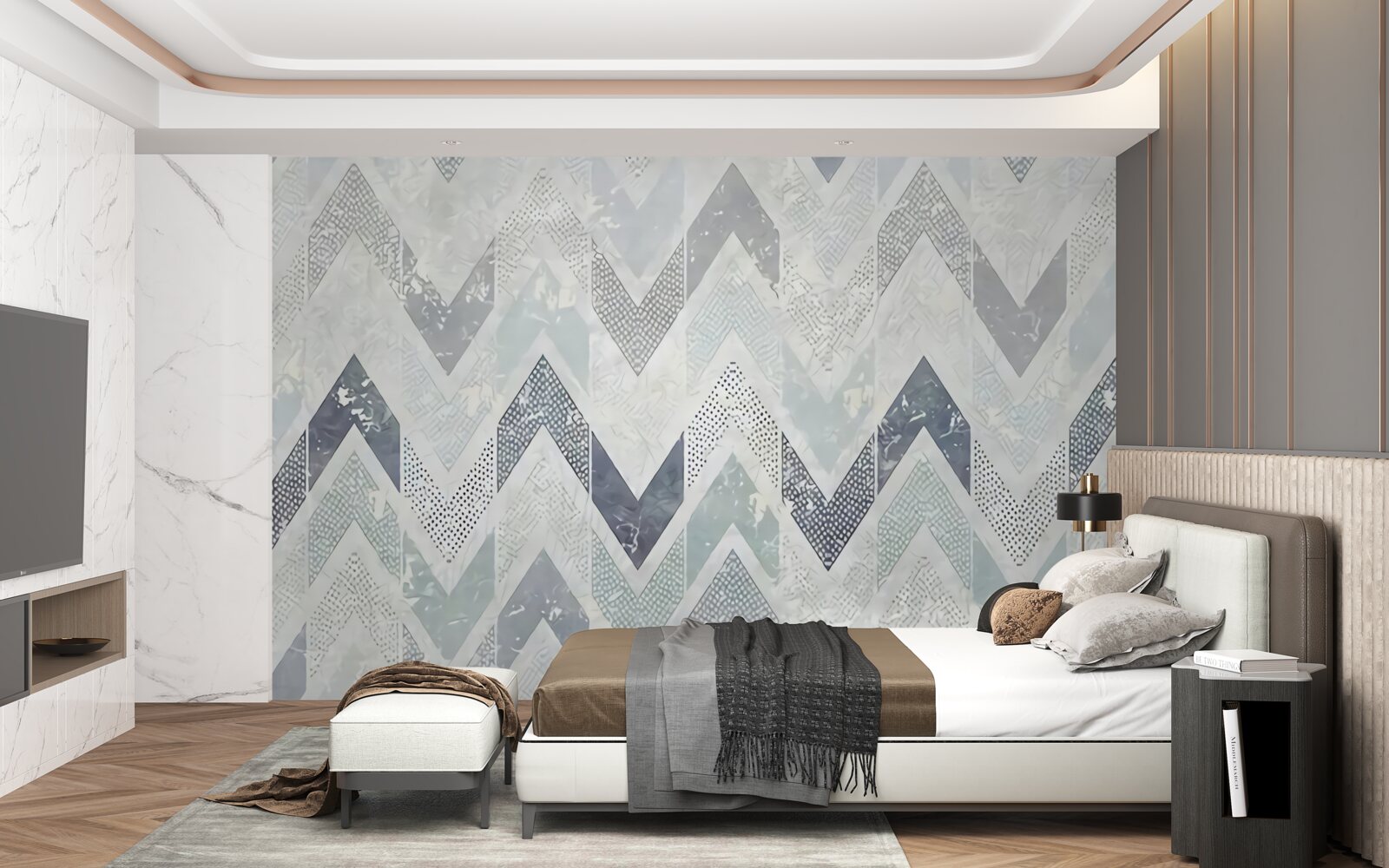 Fototapet linii reci care curg în zigzag