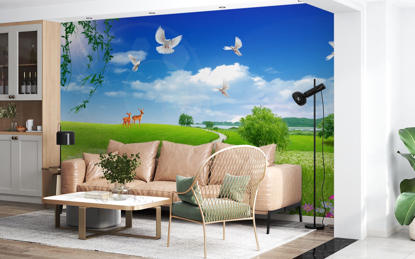 Fototapet două căprioare în zonele verzi