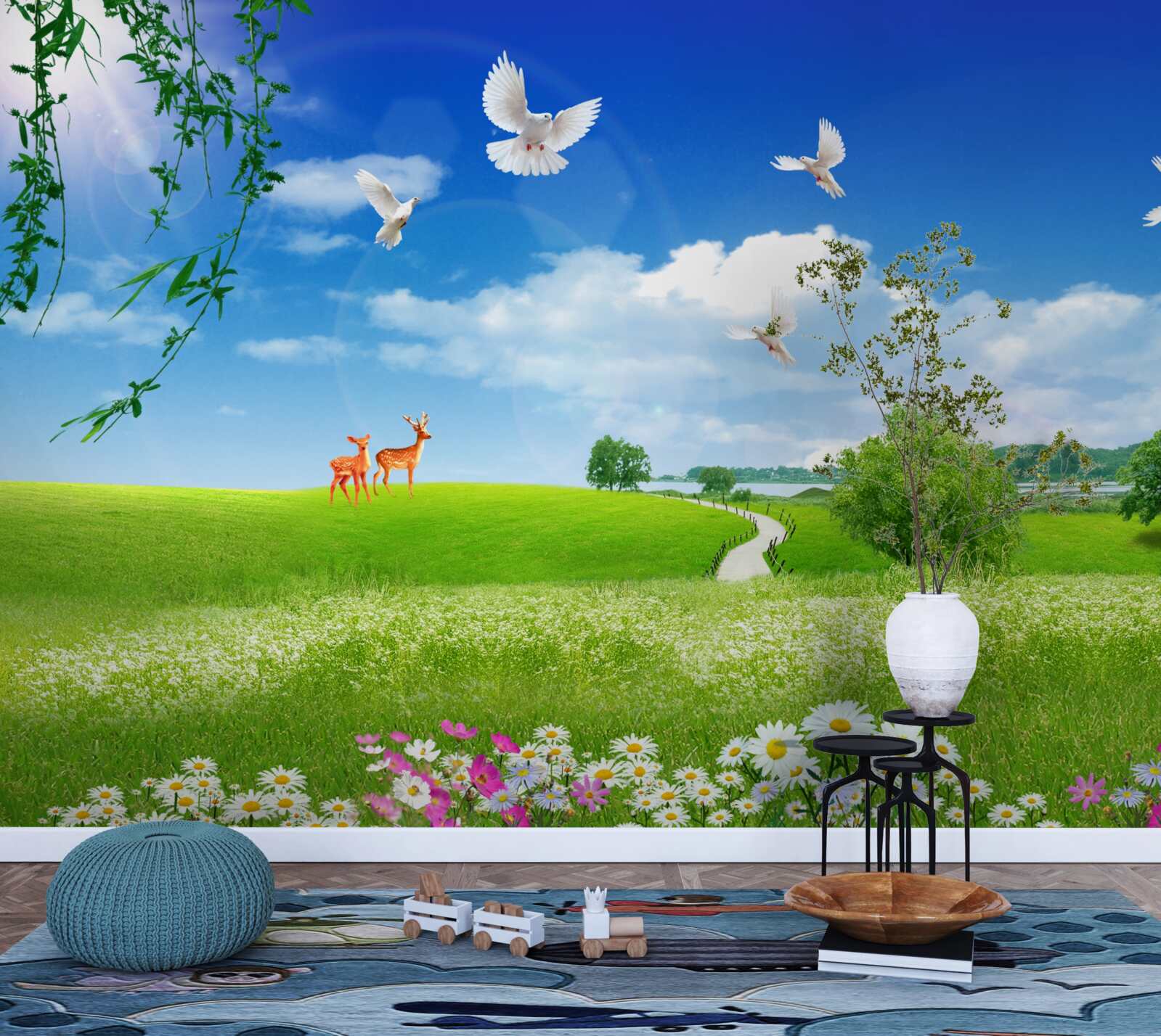 Fototapet două căprioare în zonele verzi