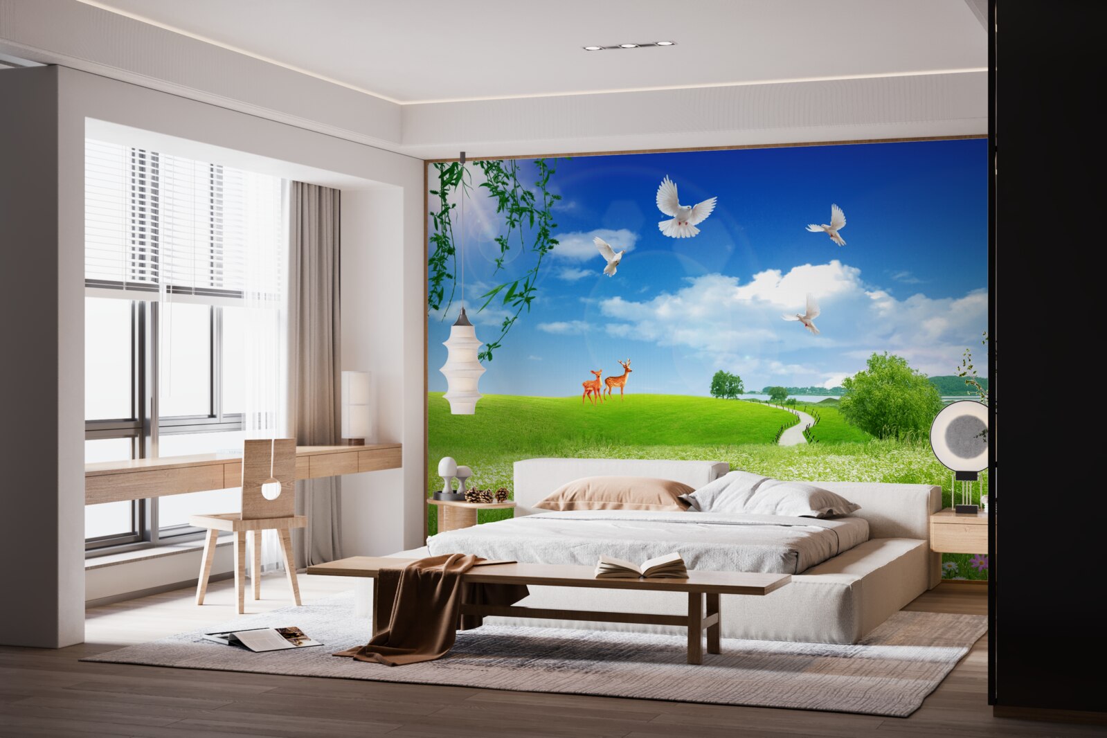 Fototapet două căprioare în zonele verzi