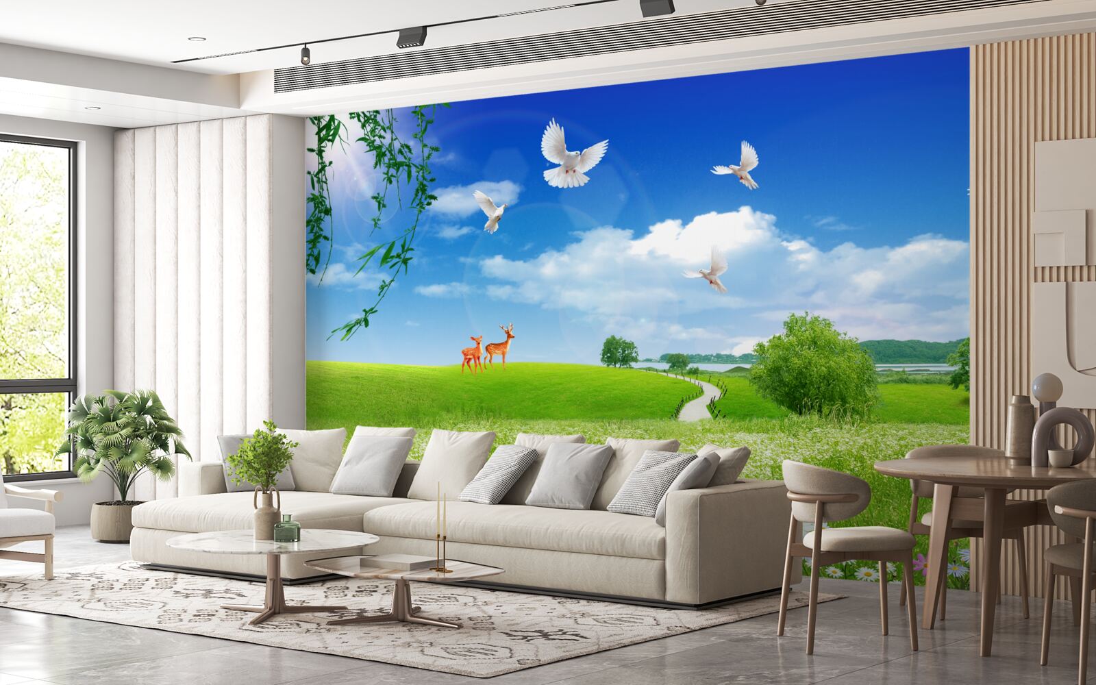 Fototapet două căprioare în zonele verzi