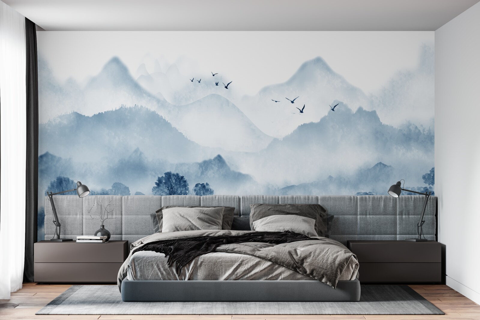 Fototapet pace și liniște pe un iaz de pescuit montan