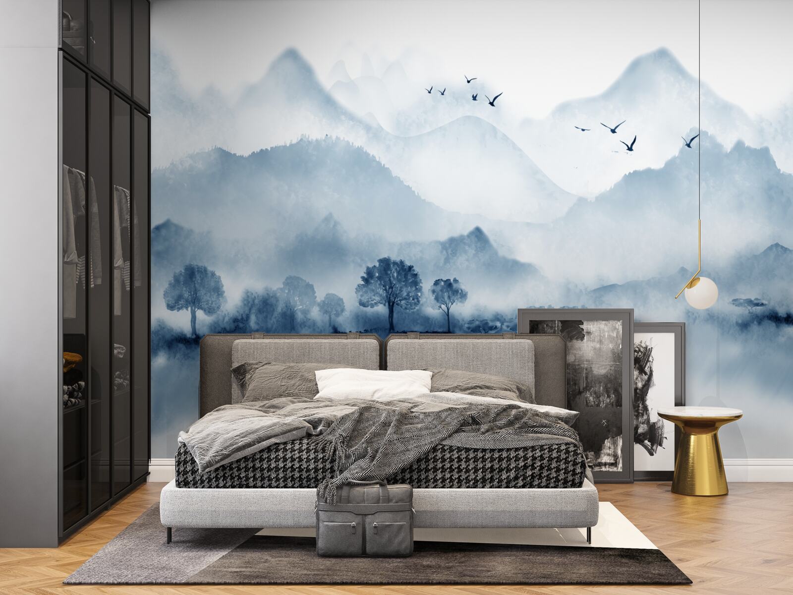 Fototapet pace și liniște pe un iaz de pescuit montan