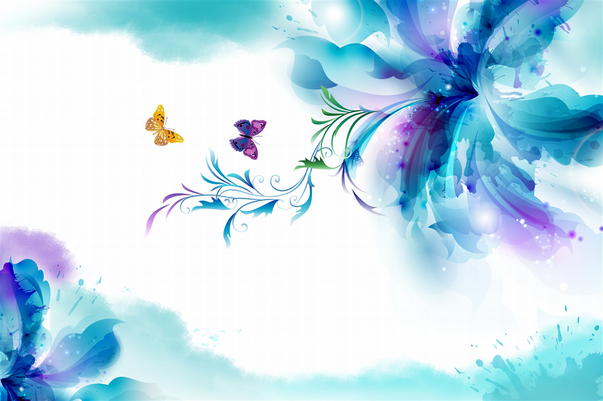 Fototapet fluturi pe un fundal de flori