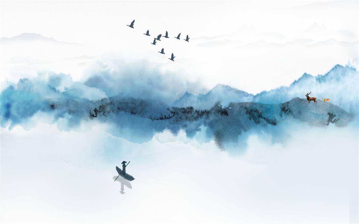 Fototapet pescar învăluit în ceața dimineții