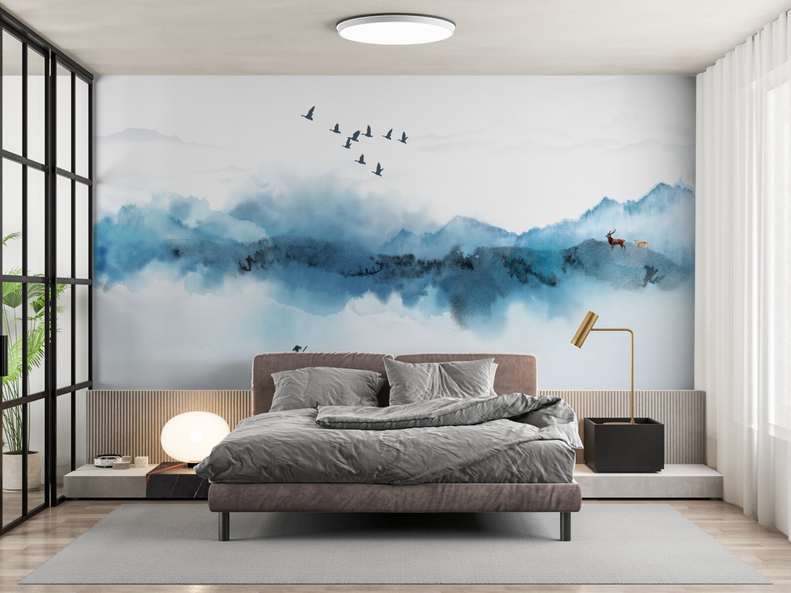 Fototapet pescar învăluit în ceața dimineții