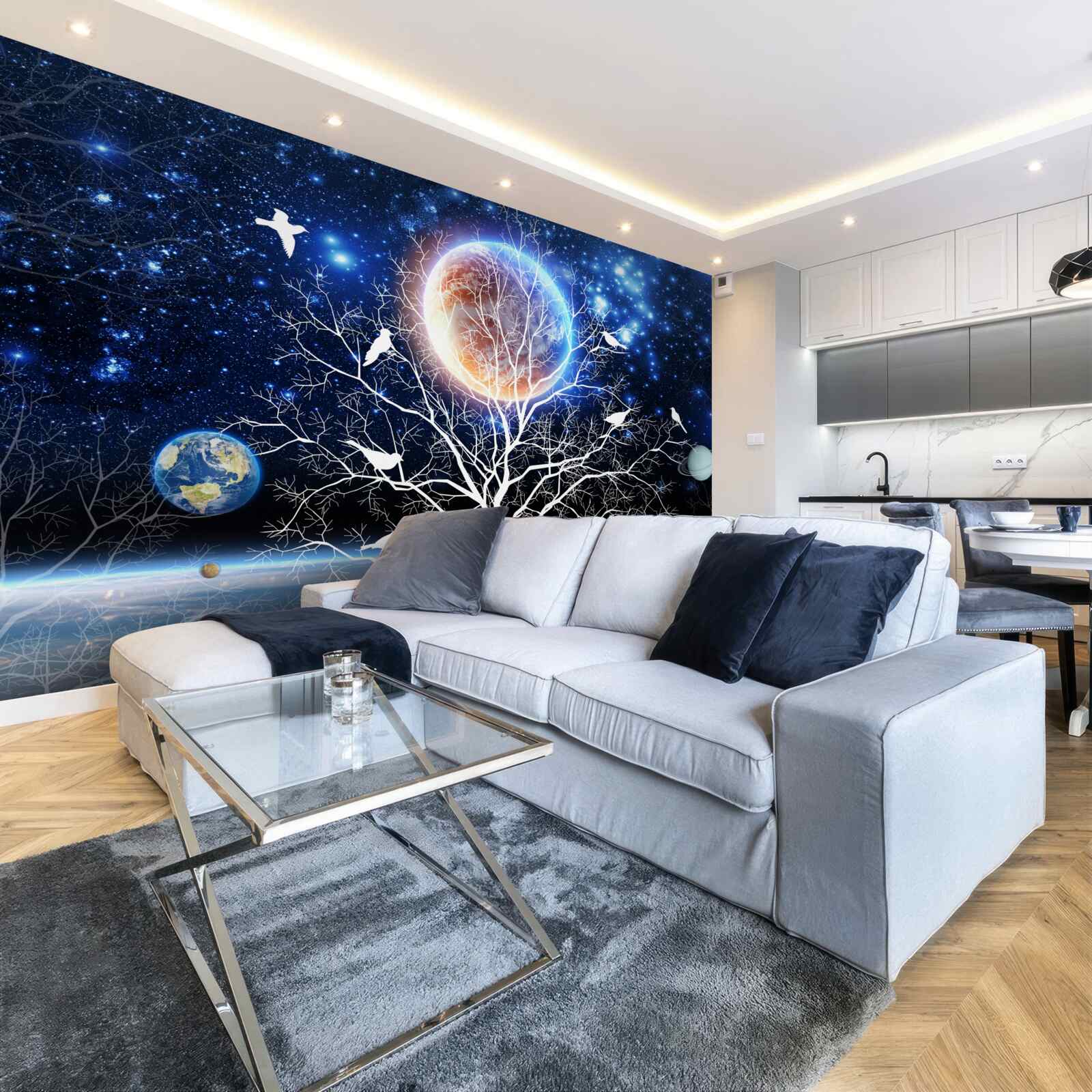 Fototapet copac al păcii pe un cer înstelat