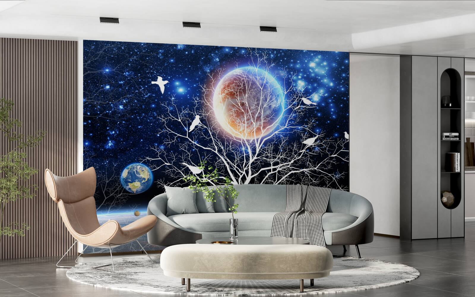 Fototapet copac al păcii pe un cer înstelat