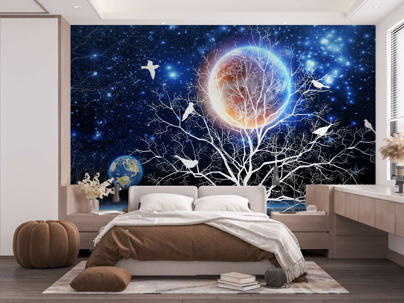 Fototapet copac al păcii pe un cer înstelat