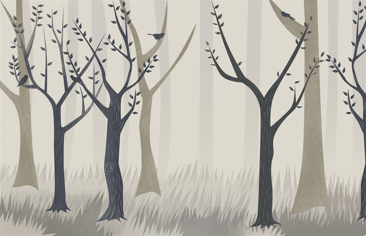 Fototapet pădure cețoasă în abstract