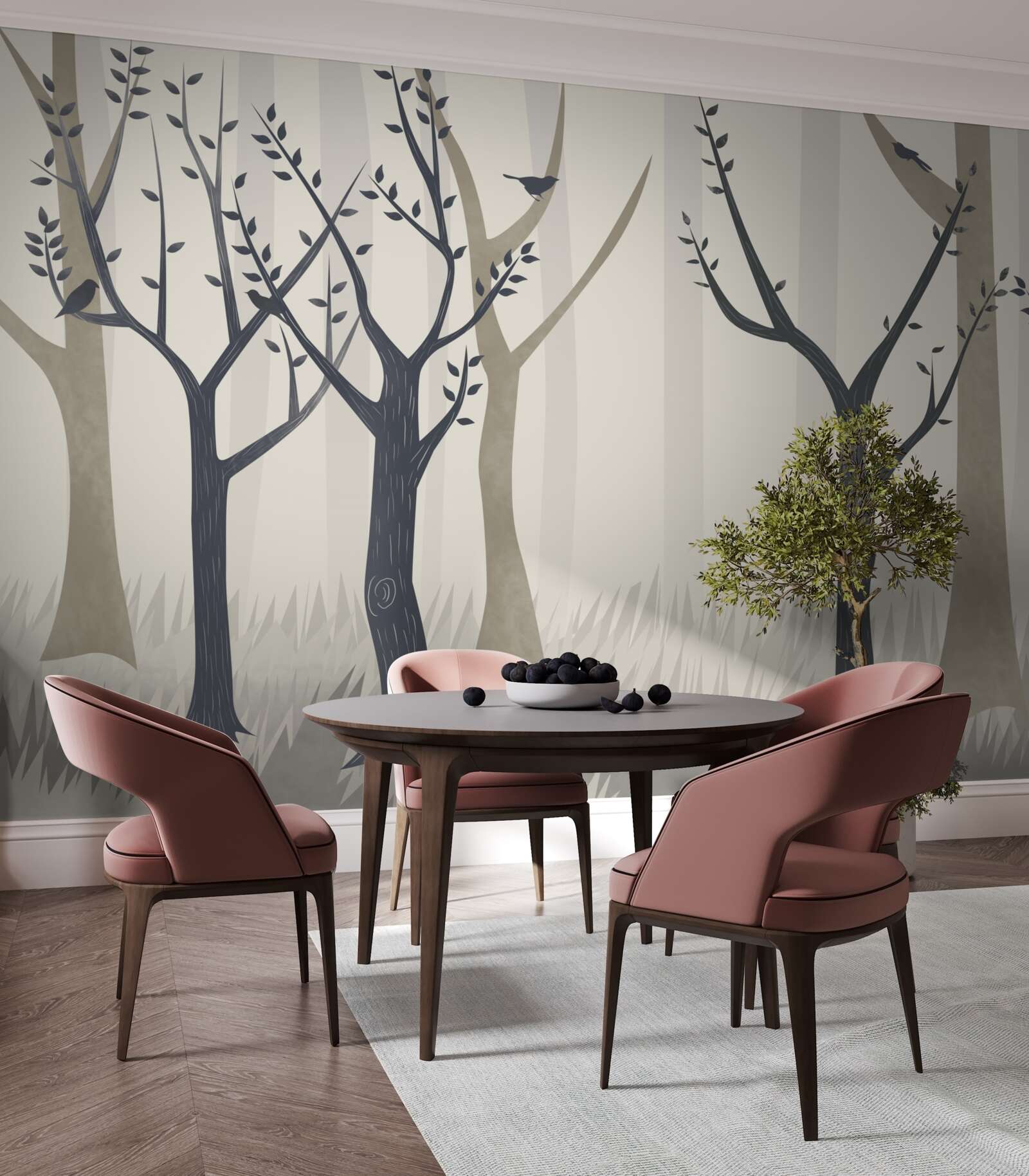 Fototapet pădure cețoasă în abstract