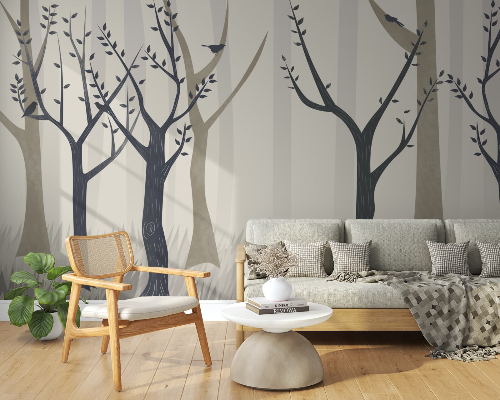 Fototapet pădure cețoasă în abstract