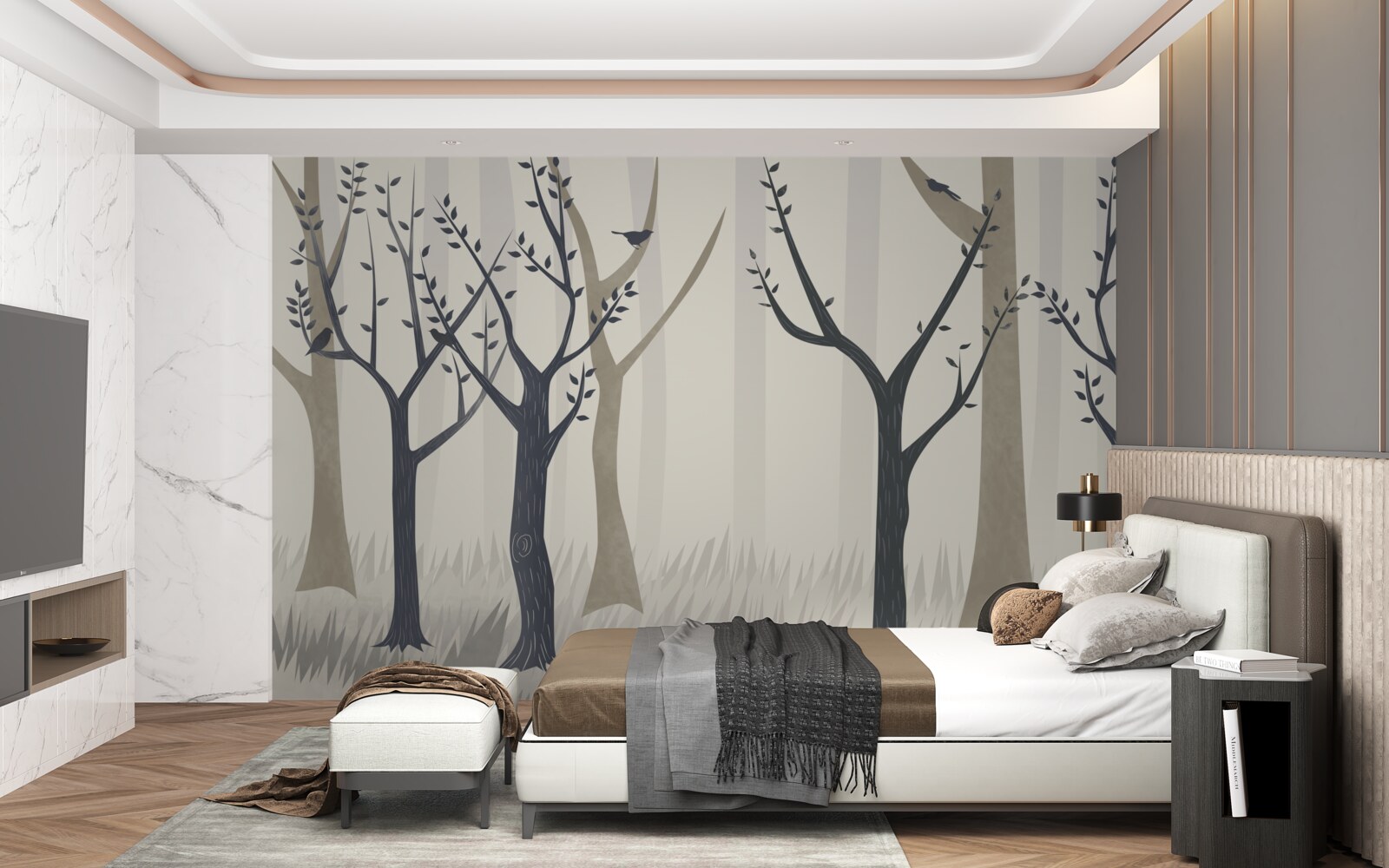 Fototapet pădure cețoasă în abstract