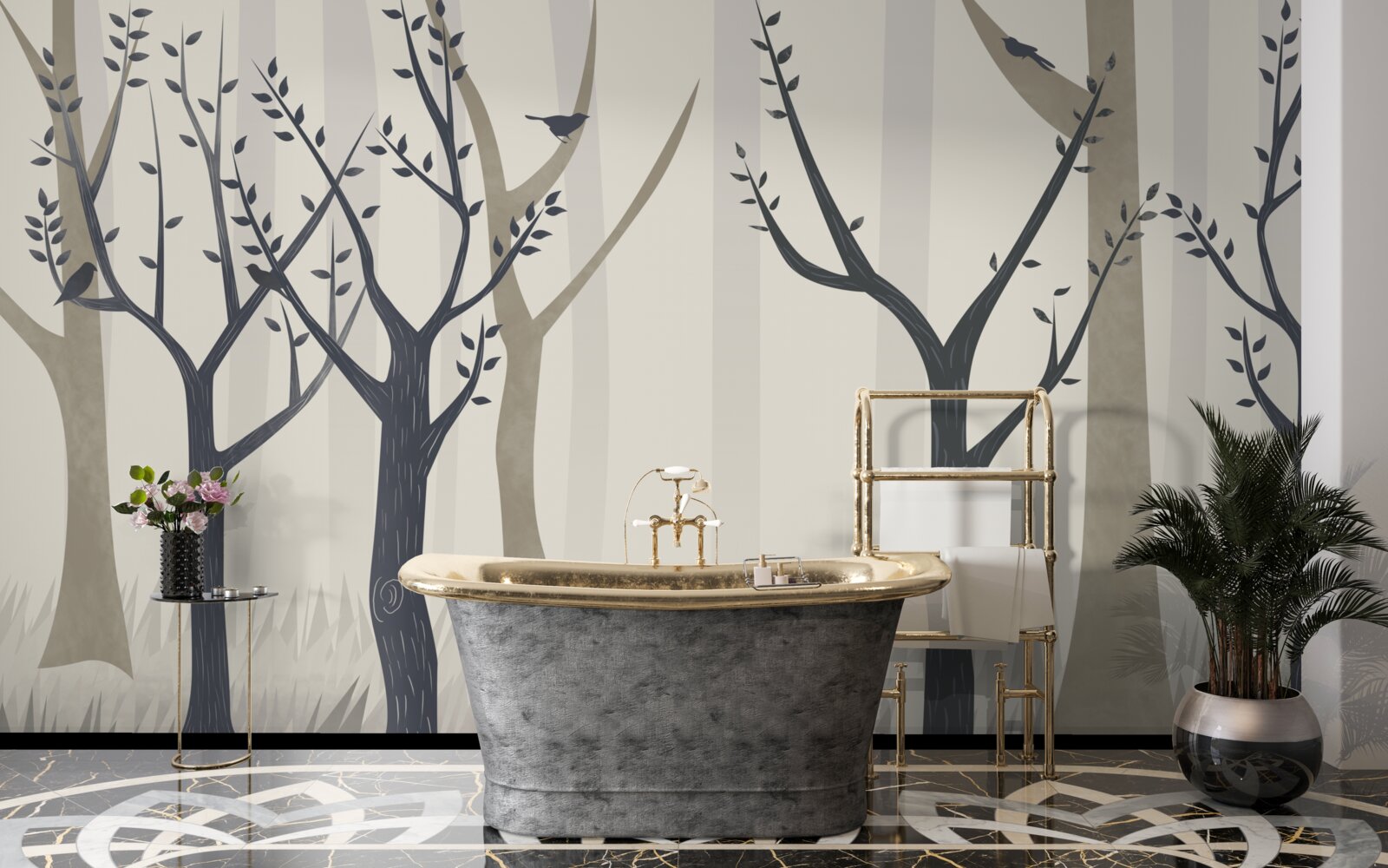 Fototapet pădure cețoasă în abstract