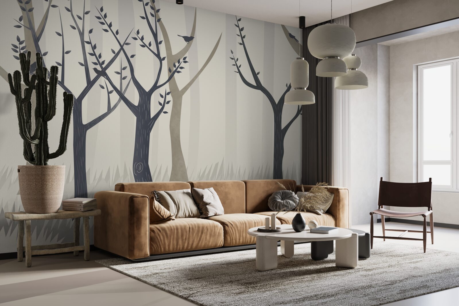 Fototapet pădure cețoasă în abstract