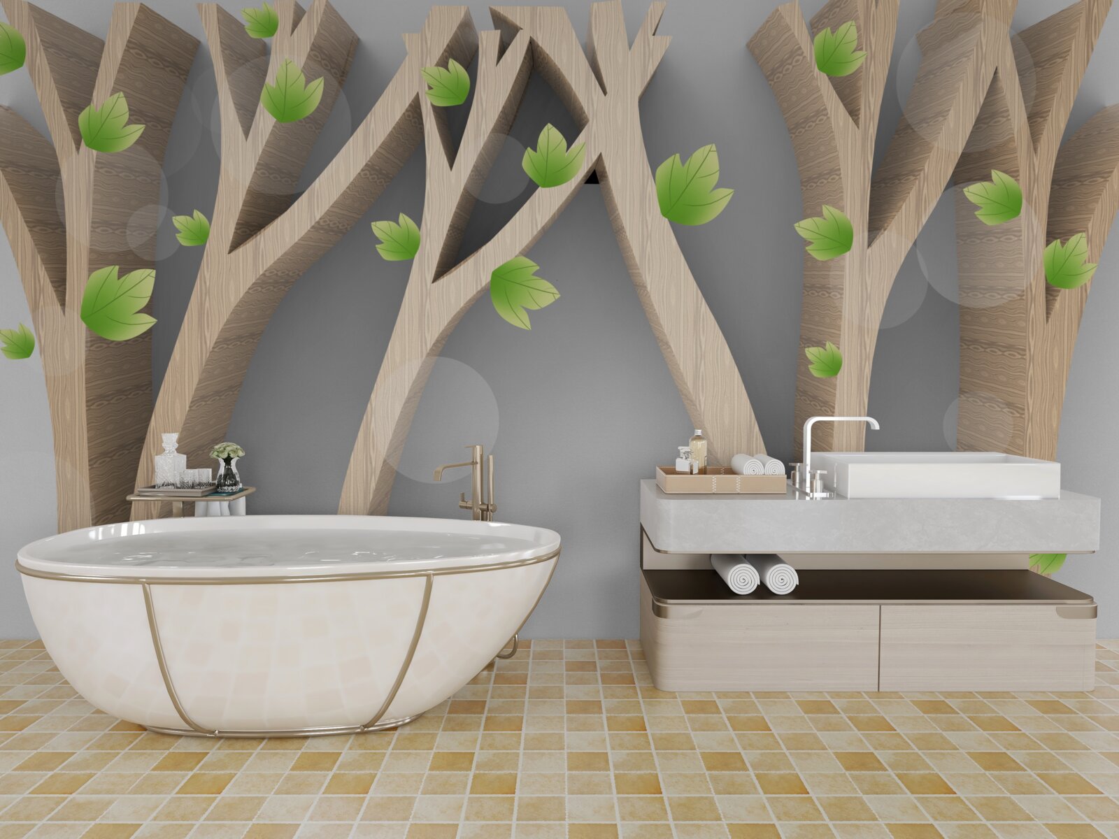 Fototapet pădure abstractă de foioase