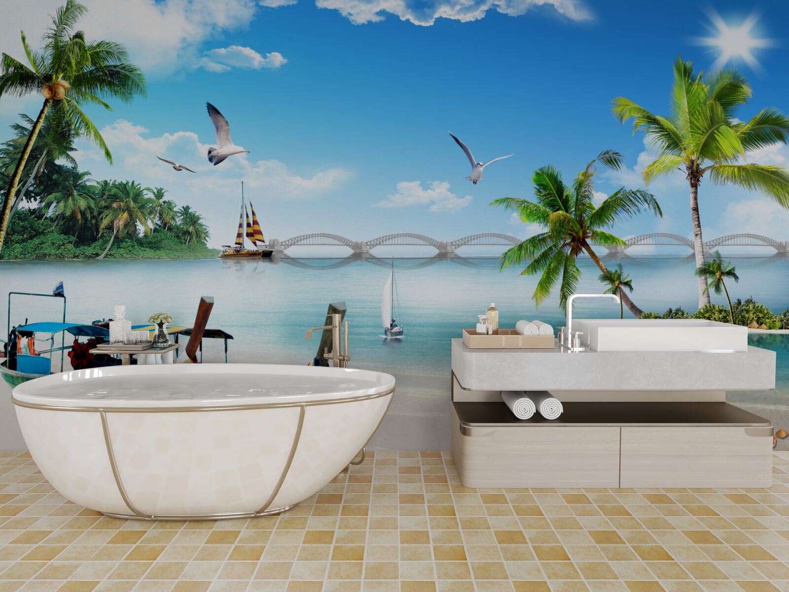 Fototapet un paradis pe o insulă nelocuită