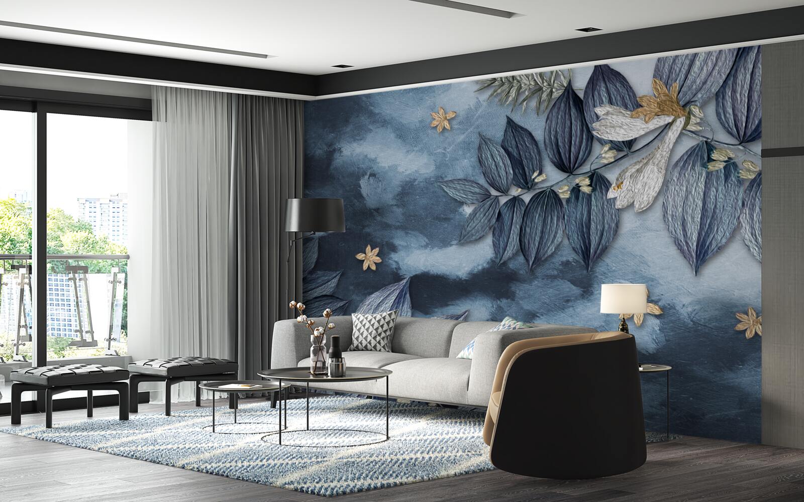 Fototapet o noapte cu nori într-o pădure tropicală