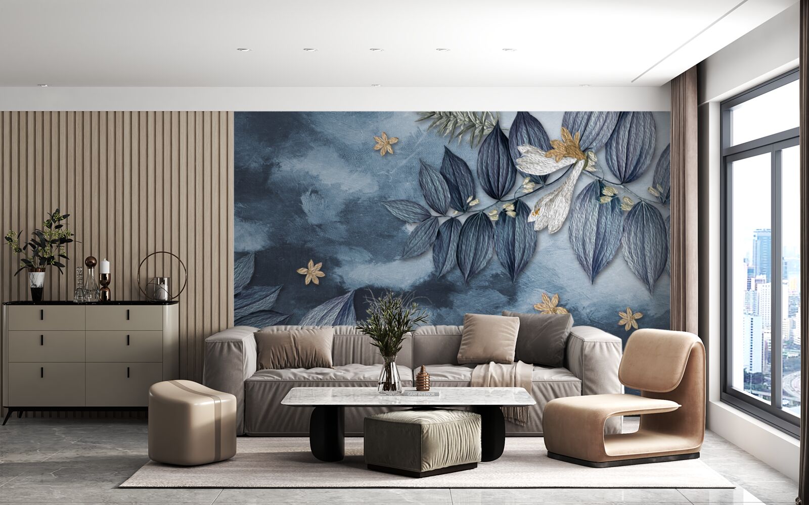 Fototapet o noapte cu nori într-o pădure tropicală