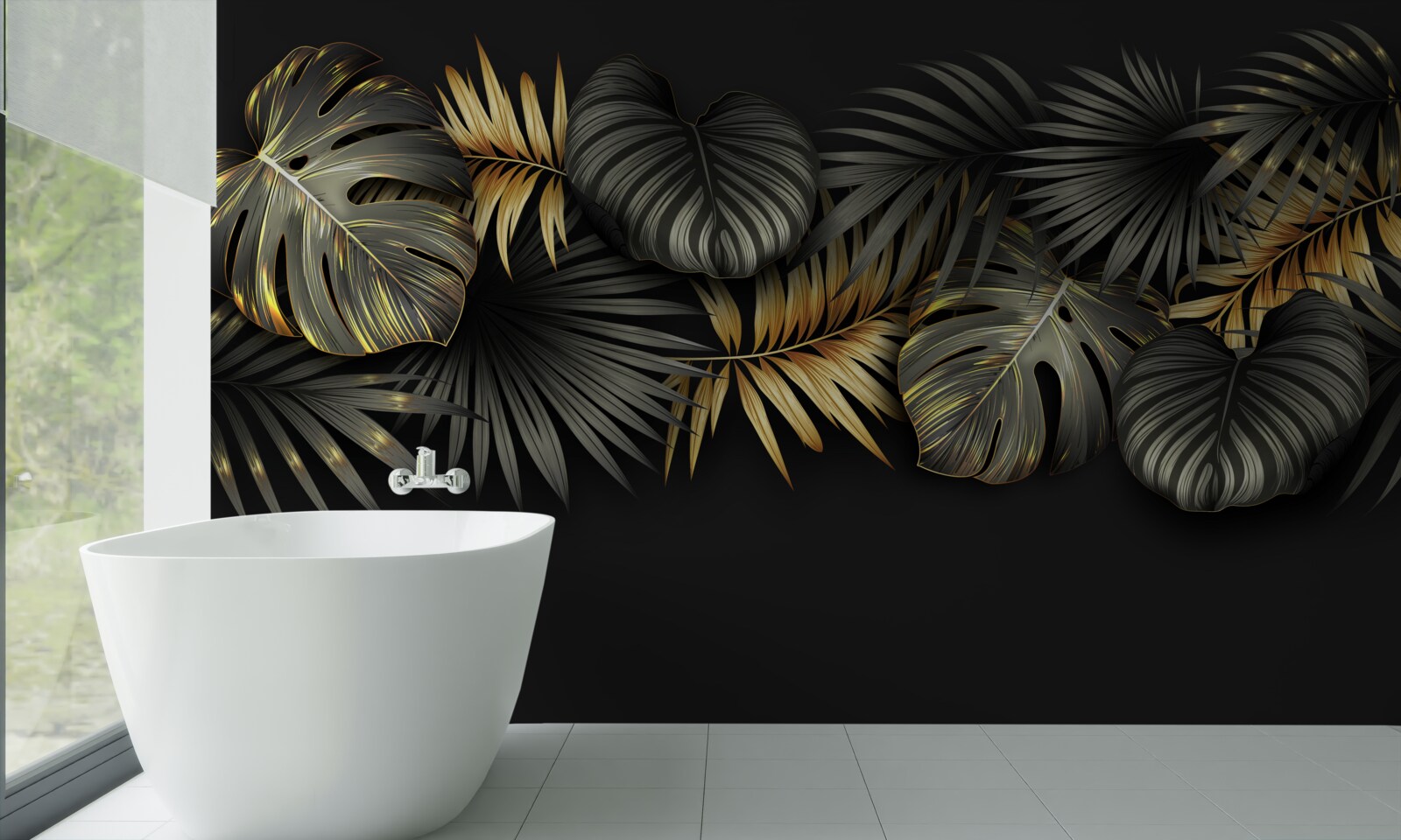 Fototapet foiță de aur pe fundal negru