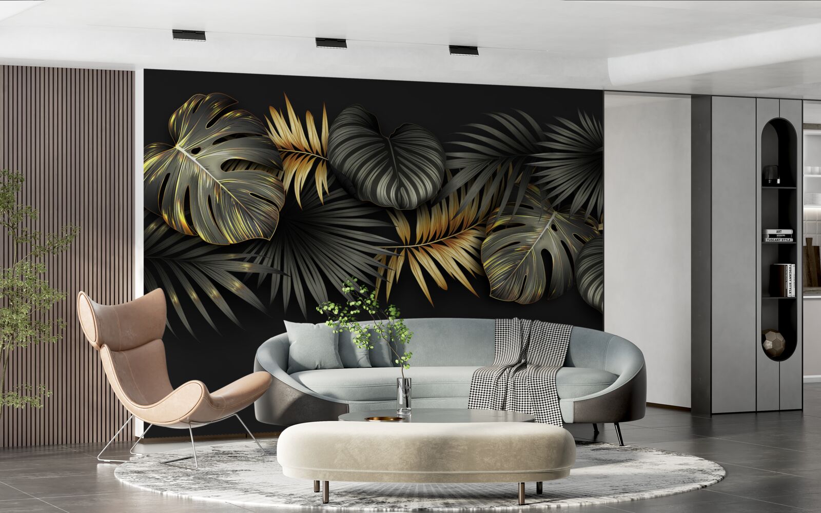 Fototapet foiță de aur pe fundal negru