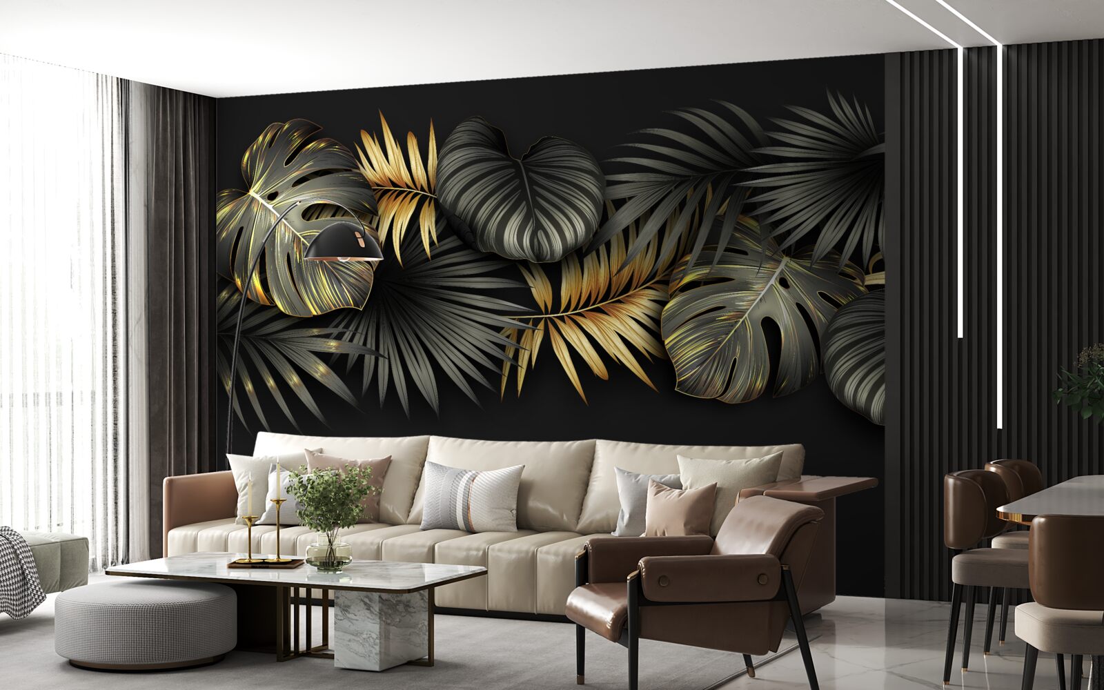 Fototapet foiță de aur pe fundal negru