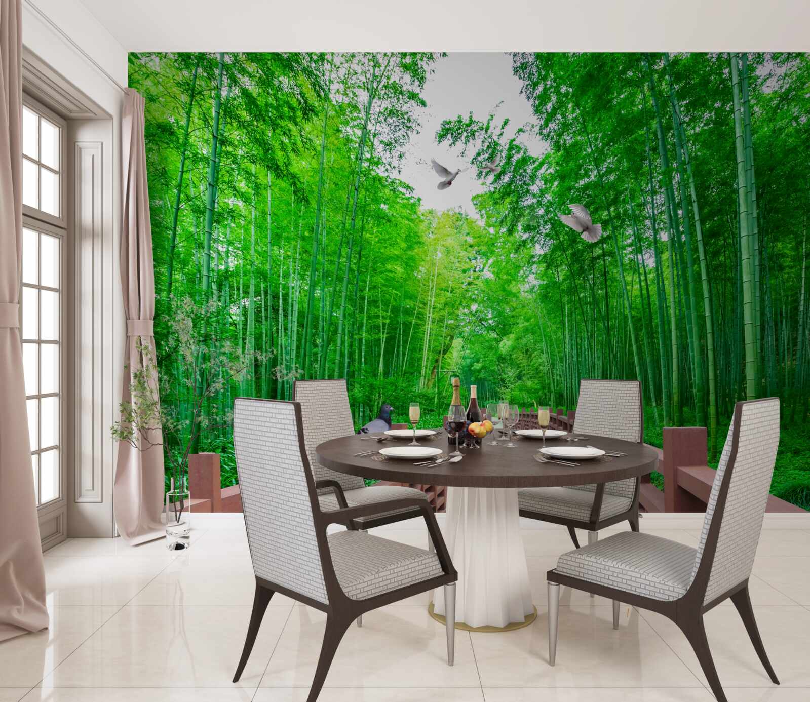 Fototapet Cărare printr-o pădure verde de bambus