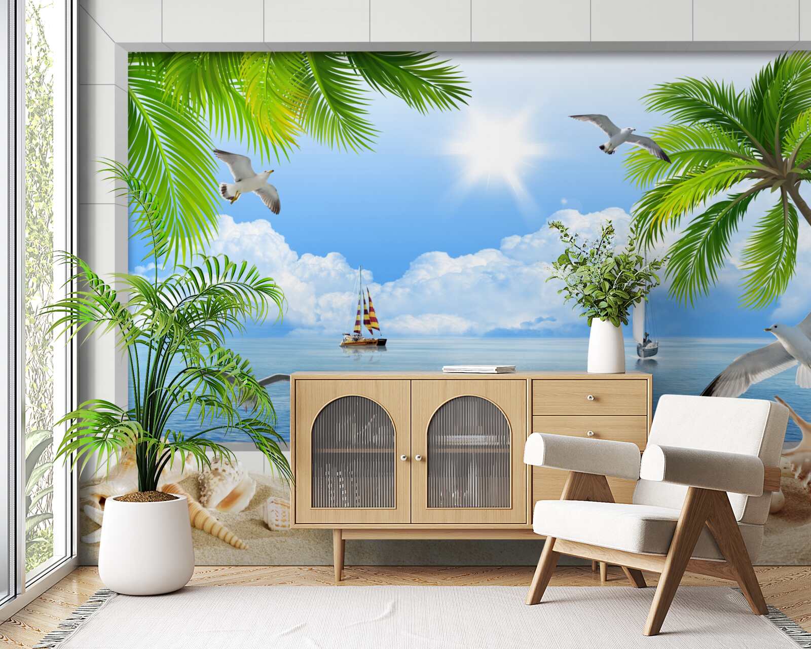 Fototapet nave pe o mare calmă