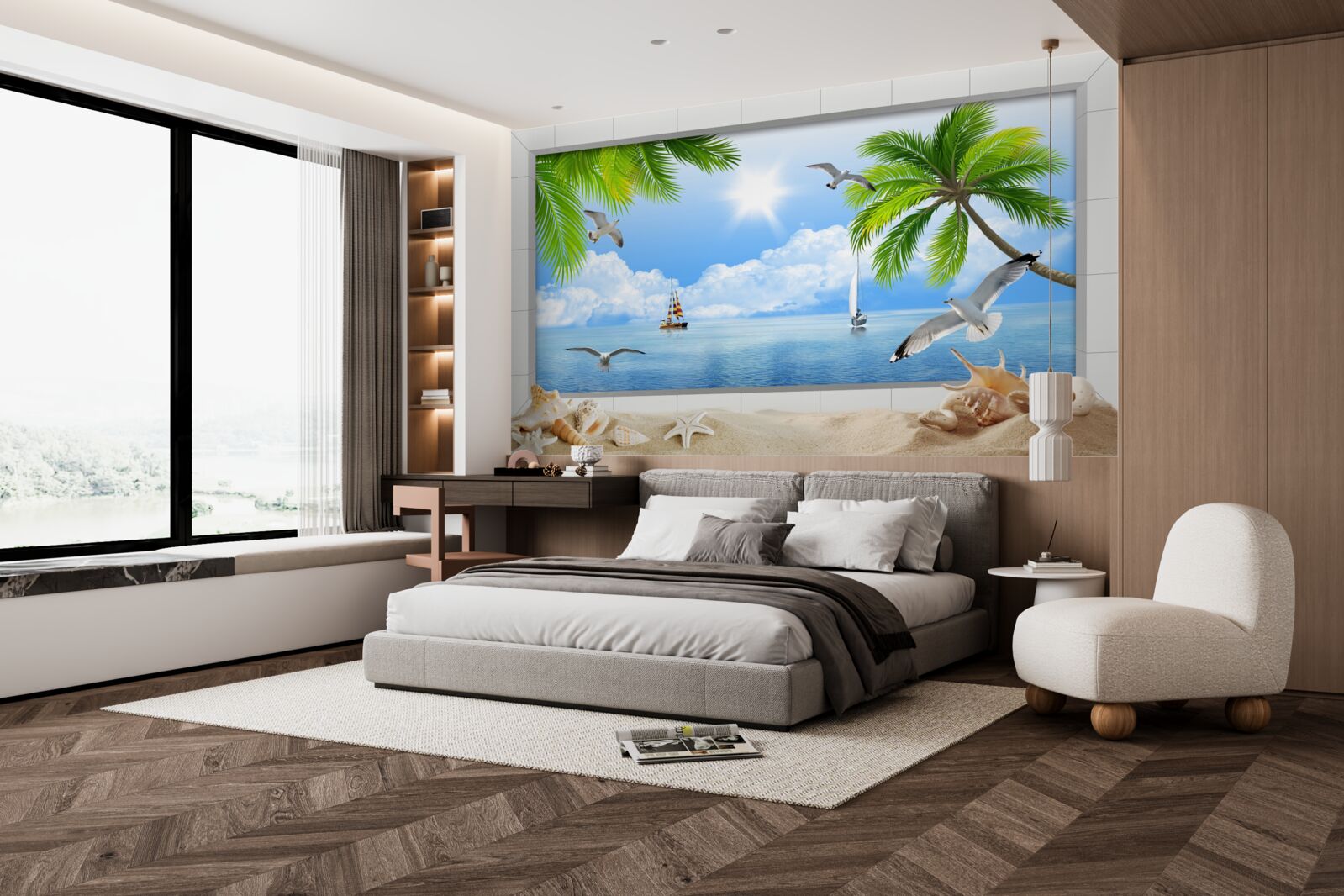 Fototapet nave pe o mare calmă