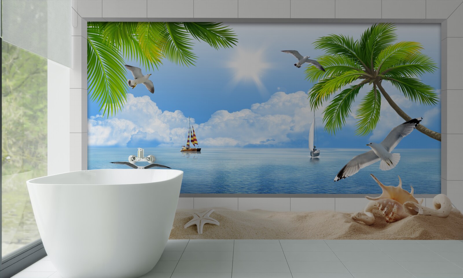 Fototapet nave pe o mare calmă