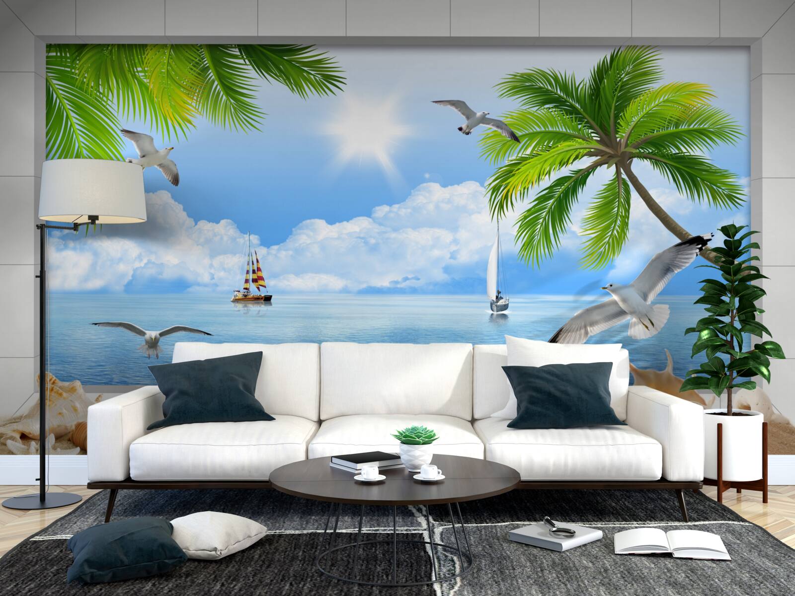 Fototapet nave pe o mare calmă