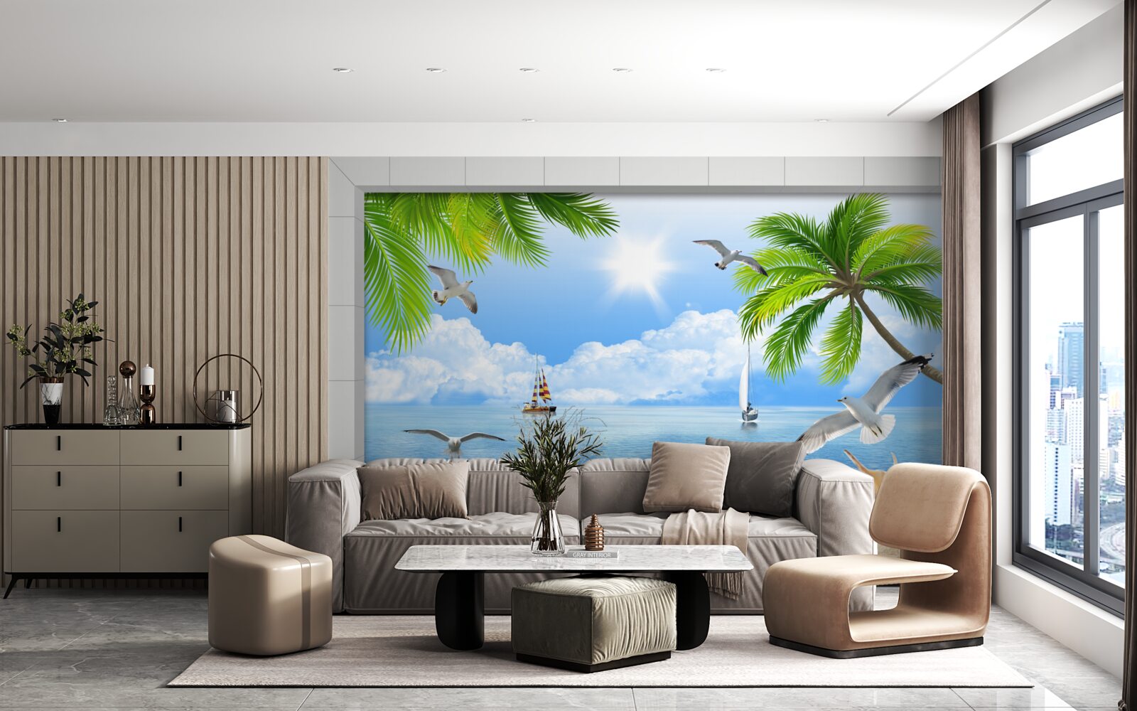 Fototapet nave pe o mare calmă