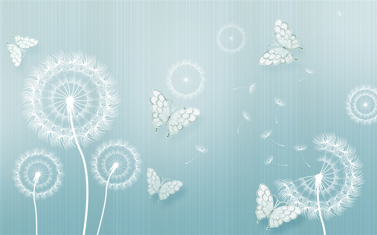 Fototapet sistem de fluturi și păpădii