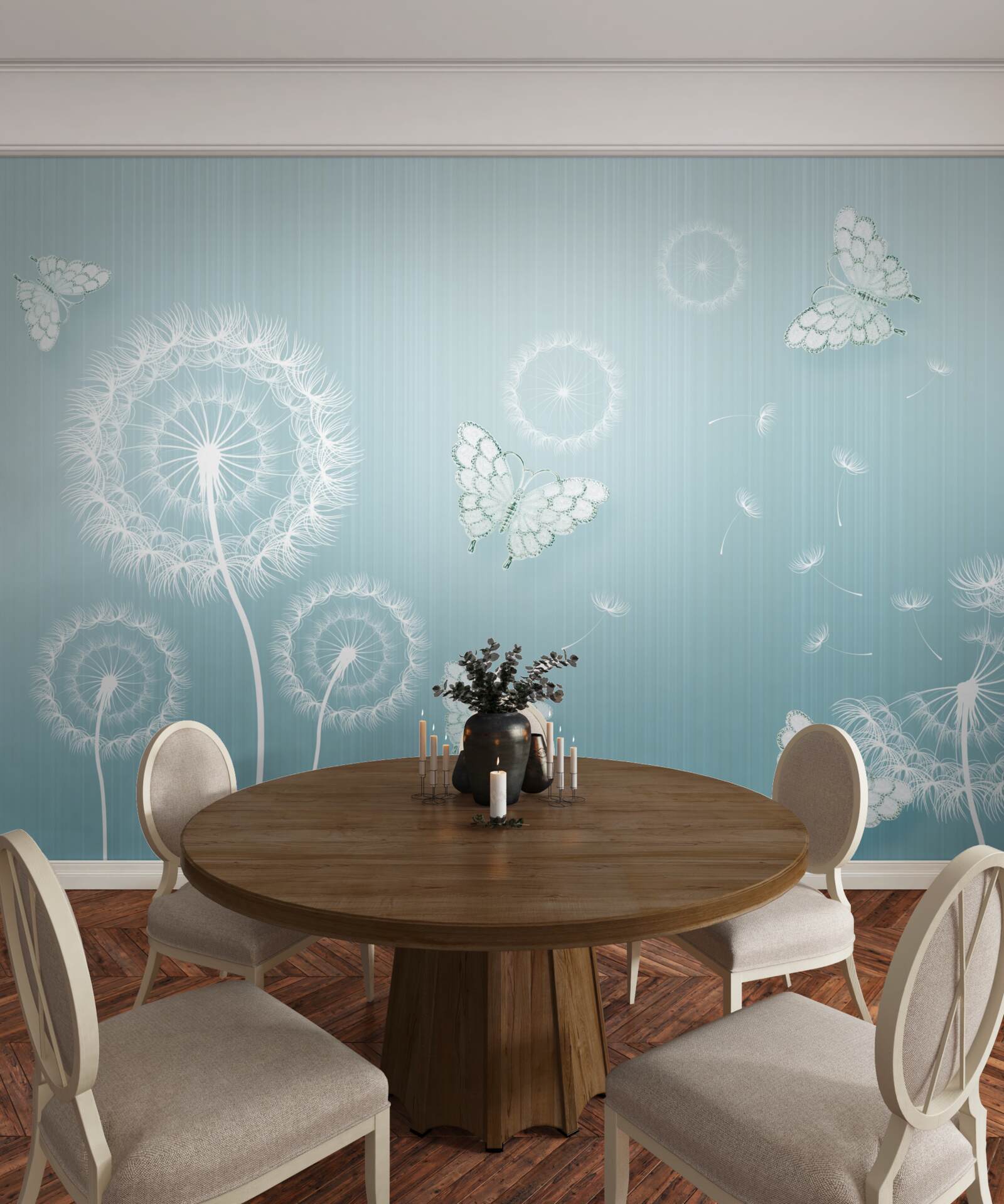 Fototapet sistem de fluturi și păpădii