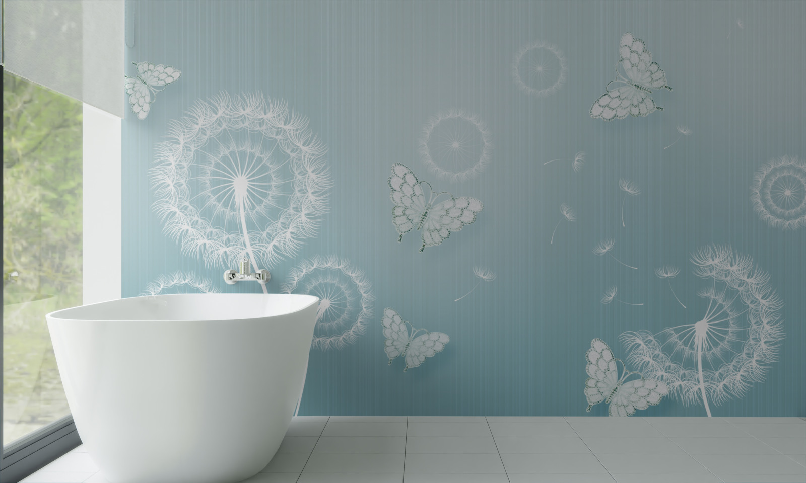 Fototapet sistem de fluturi și păpădii