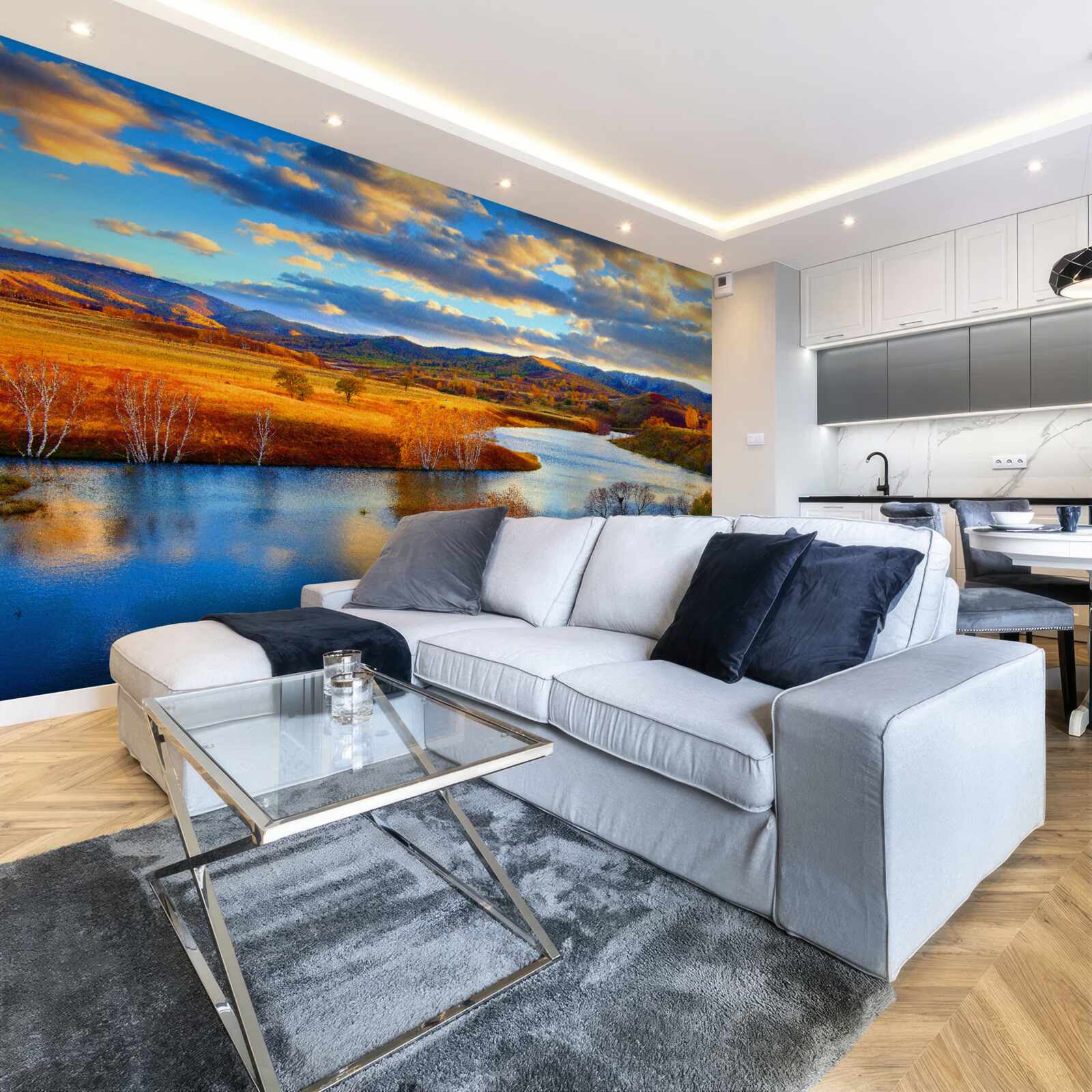 Fototapet peisaj cu un lac în toamnă