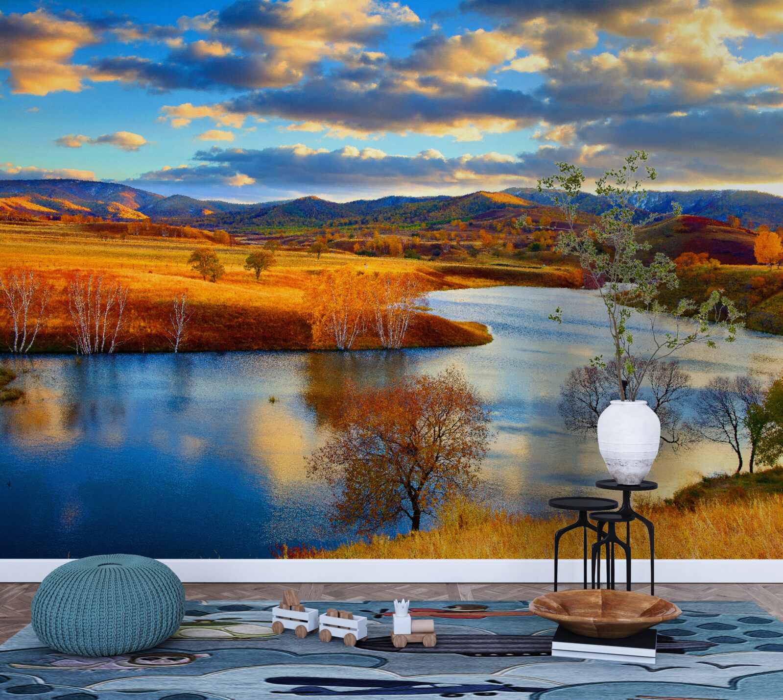 Fototapet peisaj cu un lac în toamnă