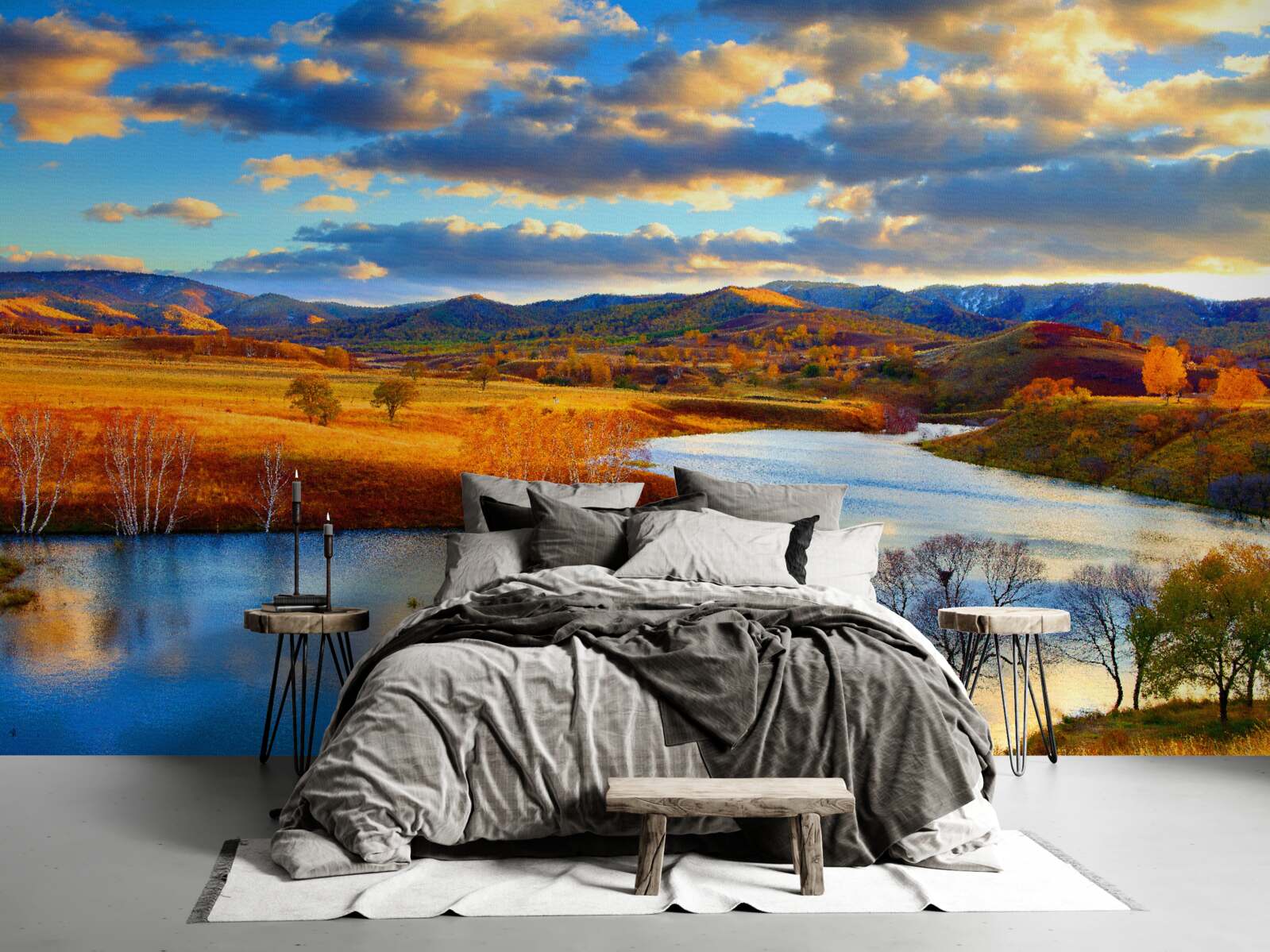 Fototapet peisaj cu un lac în toamnă