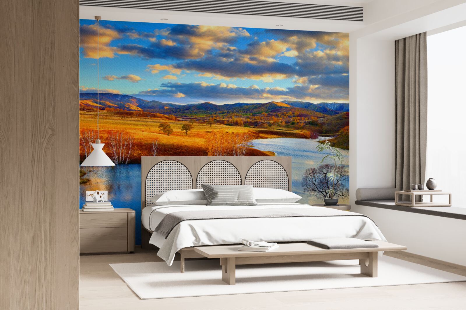 Fototapet peisaj cu un lac în toamnă