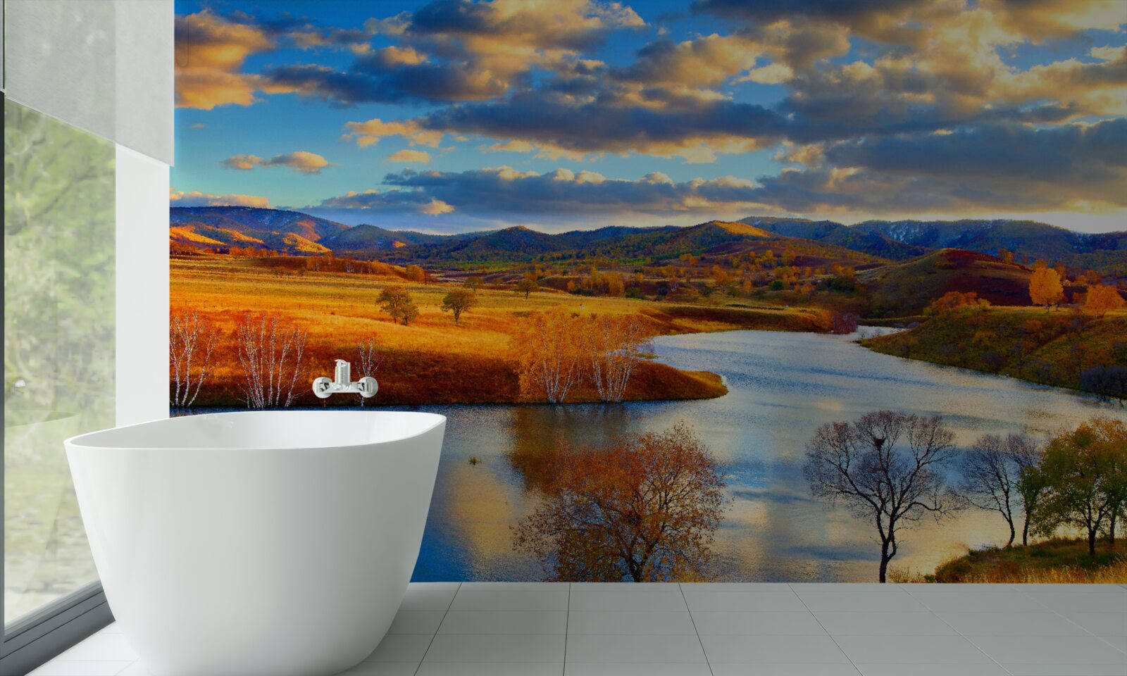 Fototapet peisaj cu un lac în toamnă