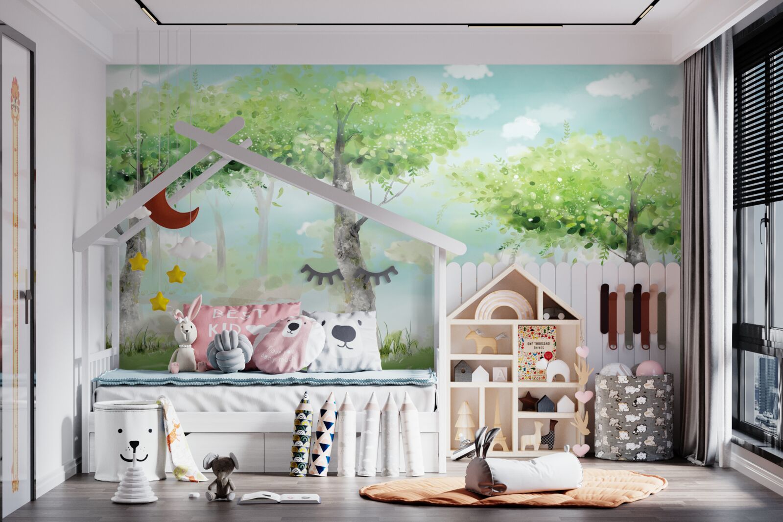 Fototapet bestie nordică printre livada multicoloră