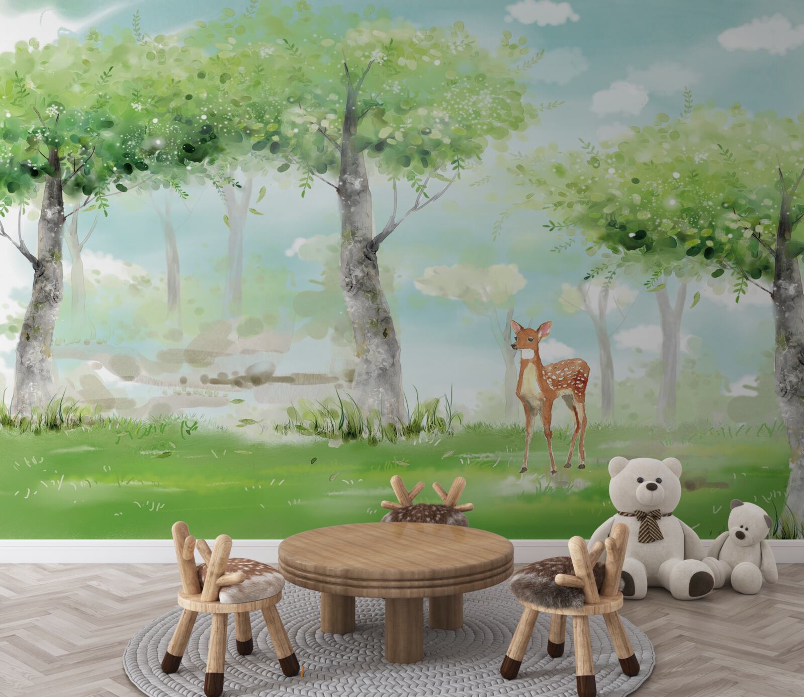 Fototapet bestie nordică printre livada multicoloră