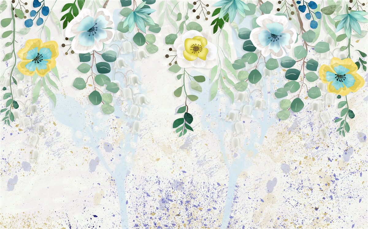 Fototapet liane de flori în culori delicate